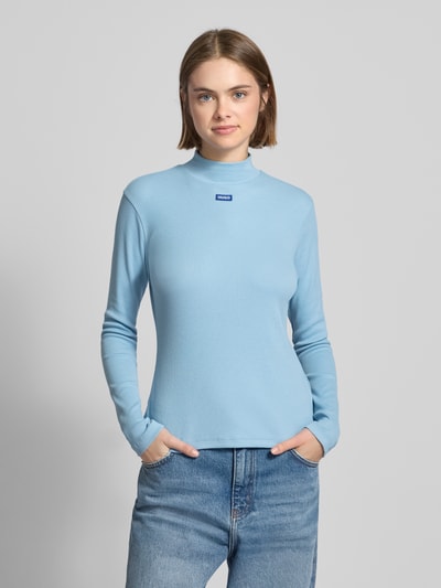 Hugo Blue Longsleeve mit geripptem Stehkragen Rauchblau 4