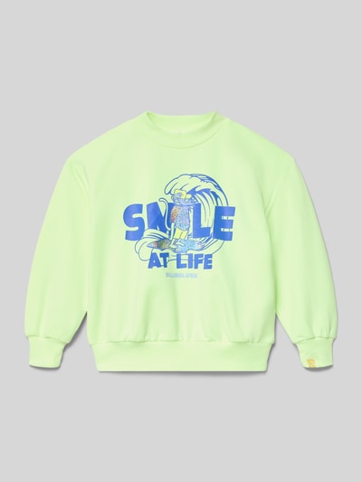 Produktfoto, Sweatshirt met motiefprint en ronde hals van BILLIEBLUSH, lichtgroen, katoenmix, relaxed fit, kinderen.