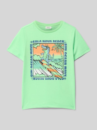 s.Oliver RED LABEL Regular Fit T-Shirt aus reiner Baumwolle Neon Gruen 1