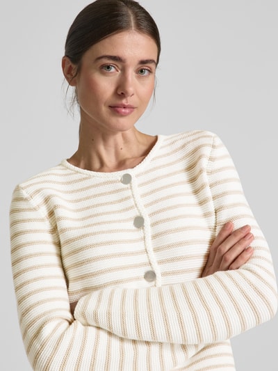 Oui Strickjacke mit Druckknopfleiste Beige 3