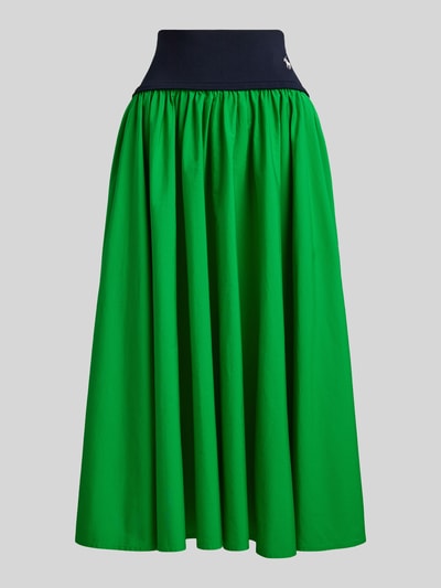 Produktfoto, Ausgestellter Midi-Rock aus reiner Baumwolle von Polo Ralph Lauren, two tone Optik, midi lengte, logo-stitching, zonder sluiting