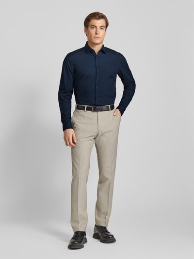 Jake*s Slim Fit Business-Hemd mit Knopfleiste Marine 1