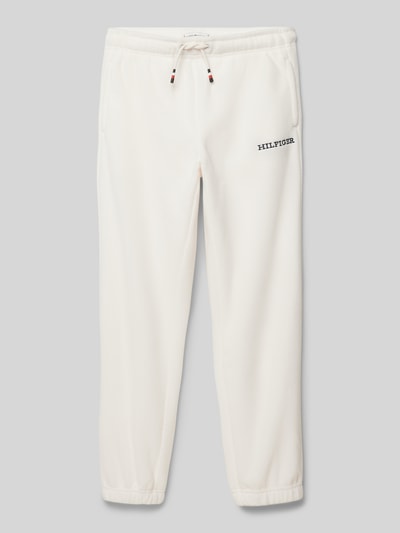 Tommy Hilfiger Teens Sweatpants met logostitching, model 'POLAR' Ecru - 1