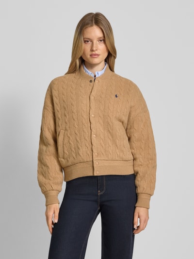 Polo Ralph Lauren Bomberka o kroju regular fit z imitacji dzianiny z domieszką kaszmiru Camel 4