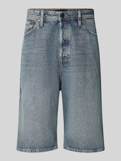 Produktfoto, Extra Baggy Fit Bermudas Modell 'IRON' von Jack & Jones, jasnoniebieski denim, szerokość w rozmiarze M: 45 cm, długość wewnętrzna nogawki: 31 cm, krój baggy, wpuszczane kieszenie, bawełna