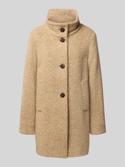 Produktfoto, Regular Fit Mantel mit Baumwoll-Schrwoll-Anteil von FUCHS SCHMITT in Beige, Stehkragen, Eingrifftaschen, strukturierte Textur