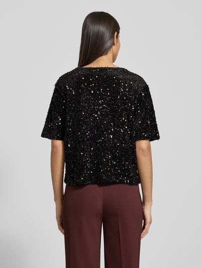 Brax Relaxed Fit T-Shirt mit Allover-Pailletten-Besatz Modell 'Cara' Black 5