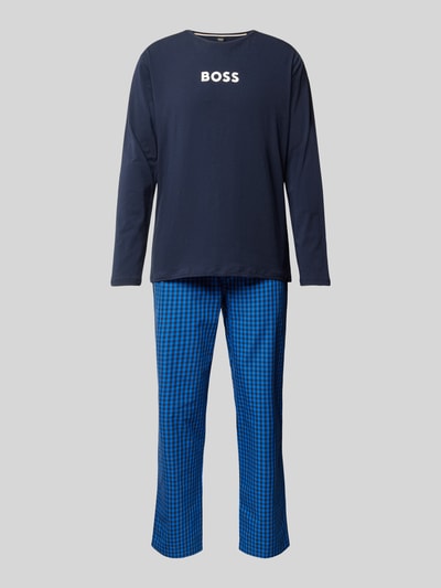 BOSS Pyjama met labelprint, model 'Easy' Blauw - 1