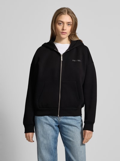 Review Oversized Sweatjacke mit Label-Print Black 4