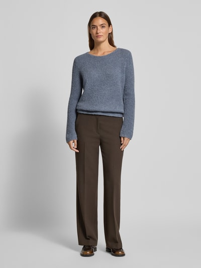 Marc O'Polo Regular fit gebreide pullover van scheerwolmix met alpaca Rookblauw - 1