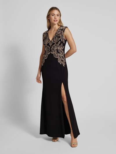 Adrianna Papell Abendkleid mit V-Ausschnitt und Pailletten Black 1