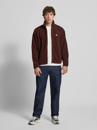 Tommy Jeans Regular fit jack van teddybont met labelstitching Donkerbruin - 1