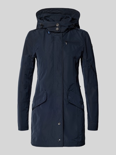 Productfoto, donkerblauwe Jacke mit Kapuze und Pattentaschen van Gil Bret, getailleerde fit, schuine paspelzakken, gladde structuur