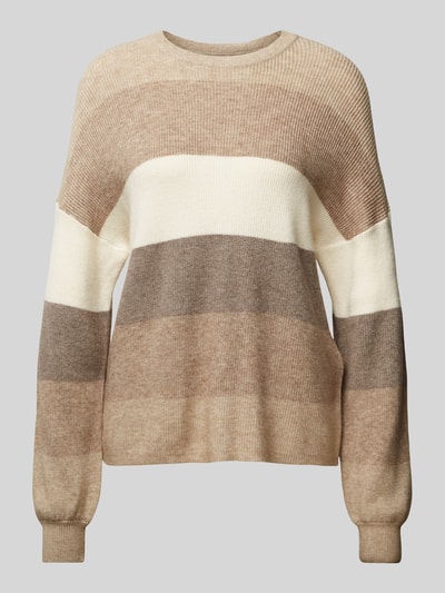 Only Gestreepte pullover met ronde hals, model 'ATIA' Beige gemêleerd - 2