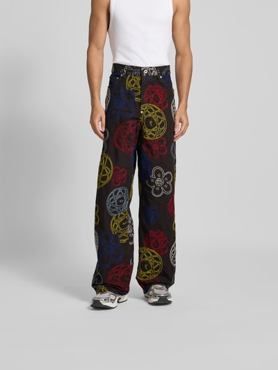 Kenzo Wide Fit Jeans mit Motiv-Stitching Schoko 4
