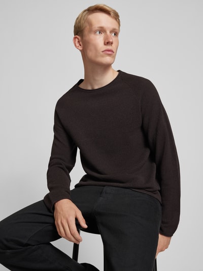 Jack & Jones Strickpullover mit Rundhalsausschnitt Modell 'EHILL' Dunkelbraun 3