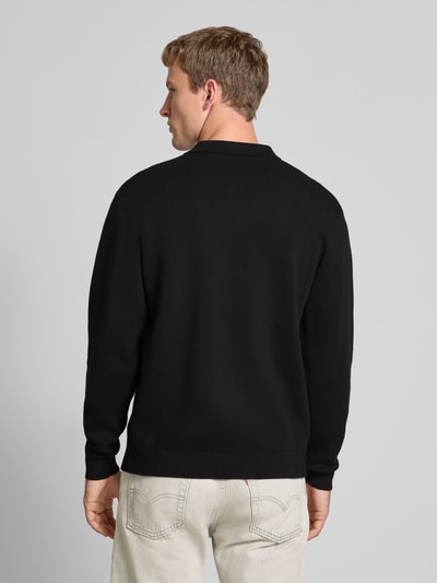 Redefined Rebel Gebreide pullover met kentkraag, model 'Peter' Zwart - 5