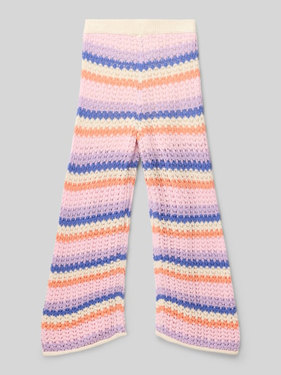 Produktfoto, Regular Fit Strickhose aus Baumwoll-Mix von s.Oliver RED LABEL mit Allover-Streifenmuster, Lochstrick, geripptem Bund und Rollsaum.
