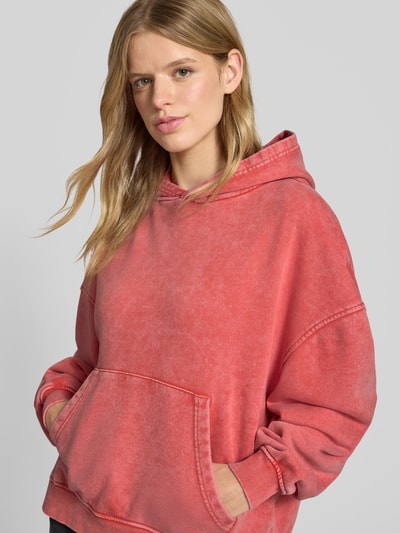 OH APRIL Bluza o kroju oversized z kapturem i kieszenią kangurką model ‘Cherish’ Koralowy 3