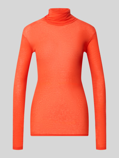 Produktfoto, Slim Fit Rollkragenshirt aus reiner Baumwolle von American Vintage in fel oranje, fijn geribd, slim fit, met lange mouwen, ruglengte bij maat S: 68 cm, puur katoen, siernaden