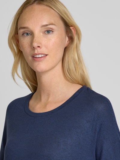 Soyaconcept Gebreide pullover met extra brede schouders, model 'Biara' Donkerblauw gemêleerd - 3