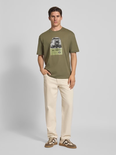 BOSS Orange Regular fit T-shirt van puur katoen, model 'WAGON' Kaki - 1