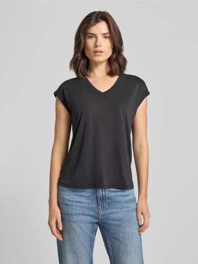 Vila T-shirt z dekoltem w serek model ‘modala’ Czarny 4