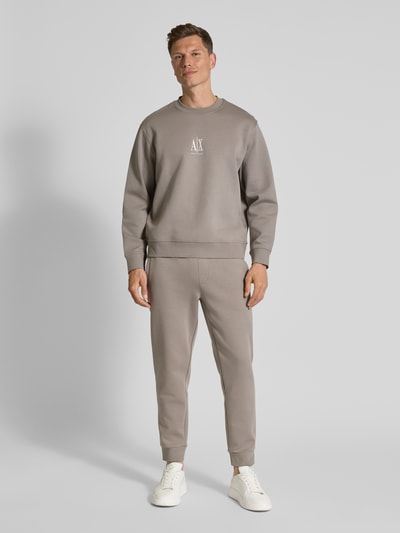Armani Exchange Sweatshirt mit Label-Stitching Taupe 1