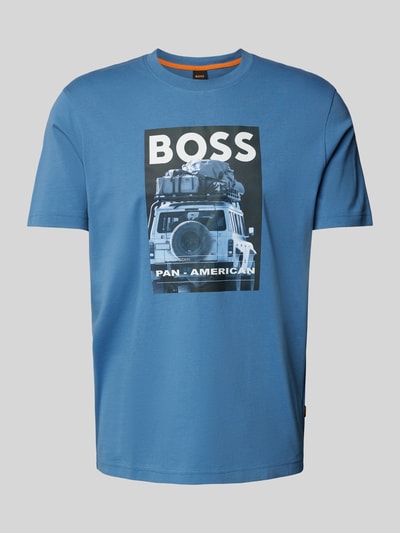 BOSS Orange T-Shirt mit Label- und Motiv-Print Modell 'mextour' Hellblau 2