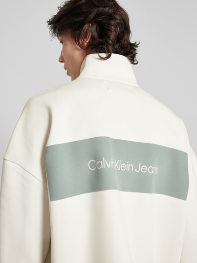 Calvin Klein Jeans Sweatshirt met opstaande kraag, model 'COLORBLOCK' Offwhite - 3