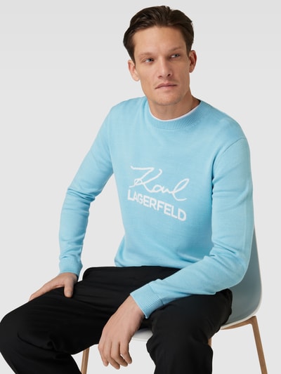 Karl Lagerfeld Gebreide pullover met label en ronde hals Lichtblauw - 3