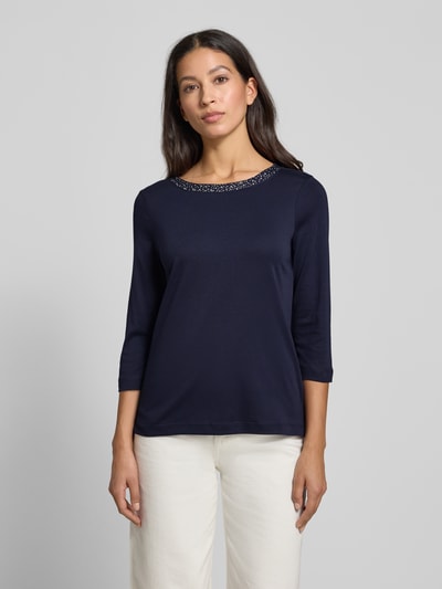 Christian Berg Woman T-Shirt mit Ziersteinbesatz und 3/4-Arm Dunkelblau 4