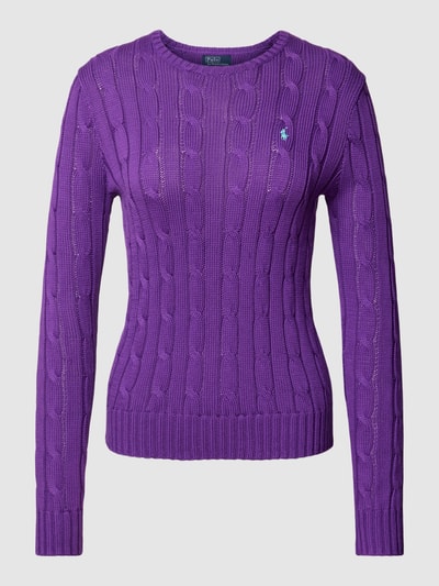 Polo Ralph Lauren Gebreide pullover met kabelpatroon, model 'JULIANNA' Paars - 2