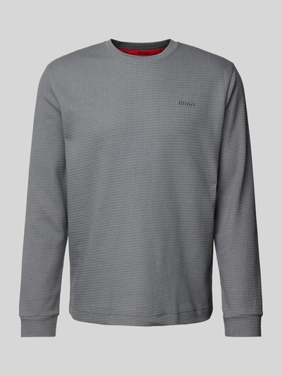 HUGO Longsleeve mit Label-Stitching Modell 'Austin' Stein 1