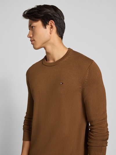 Tommy Jeans Regular fit gebreide pullover van zuiver katoen Middenbruin - 3