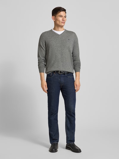 Fynch-Hatton Sweter o kroju regular fit z dodatkiem kaszmiru model ‘Merino’ Średnioszary 1