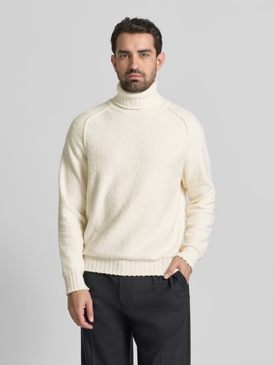 HUGO Regular Fit Rollkragenpullover aus Baumwoll-Mix Modell 'SAN RUDI' Offwhite 4