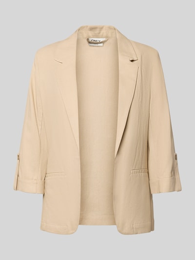 Produktfoto, Relaxed Fit Blazer aus Viskose-Leinen-Mix Modell 'GOA' von Only, Optik: Unifarben, Reverskragen, 3/4-Arm, Leistentaschen