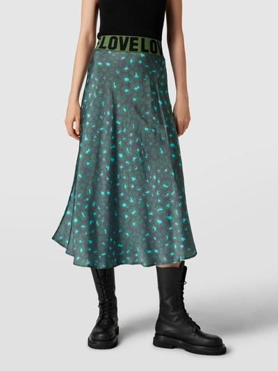 Delicate Love Midirok met all-over motief, model 'SARA' Groen - 4