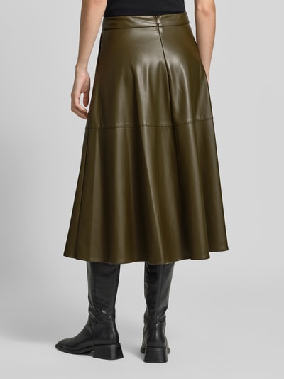 Oui Midirok in leerlook met steekzakken Kaki - 5