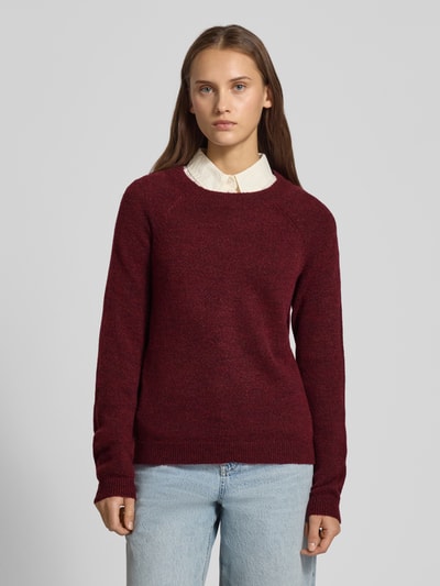 Pieces Regular fit coltrui met raglanmouwen, model 'JULIANA' Donkerrood - 4