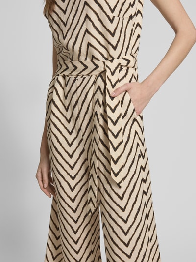 Tom Tailor Regular fit jumpsuit met strikceintuur Beige - 3