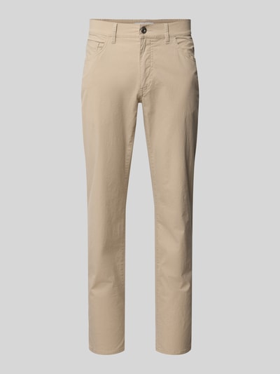 Produktfoto, Regular Fit Hose mit 5-Pocket-Design aus Baumwoll-Mix Modell 'Cadiz' von Brax in Beige, unifarben, glatte Textur