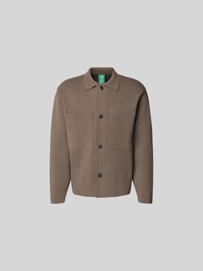 Produktfoto, Strickjacke mit Knopfleiste von ANNARR im lockeren Schnitt, Baumwoll-Mix, Kentkragen, Brusttaschen, brauner Farbton