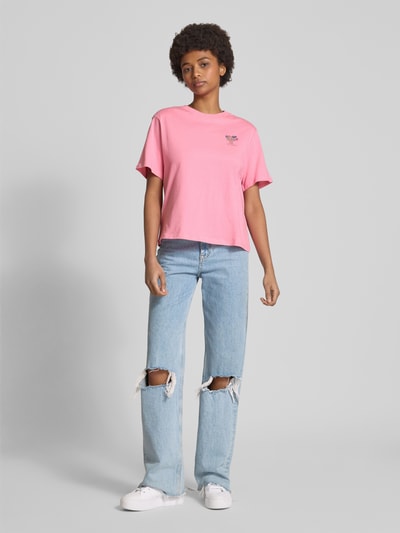 Marc O'Polo Denim T-shirt met labelprint Felroze - 1