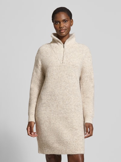 OPUS Sukienka z dzianiny o długości do kolan ze stójką model ‘Wonelli’ Beżowy 4