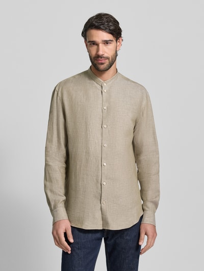 Emporio Armani Regular Fit Freizeithemd im langärmeligen Design Khaki 4