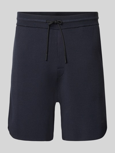 Produktfoto, ciemnogranatowe szorty z mieszanki wiskozy Regular Fit Stoffshorts aus Viskose-Mix model 'KN_UNION SH' od BOSS Green, widoczna faktura materiału