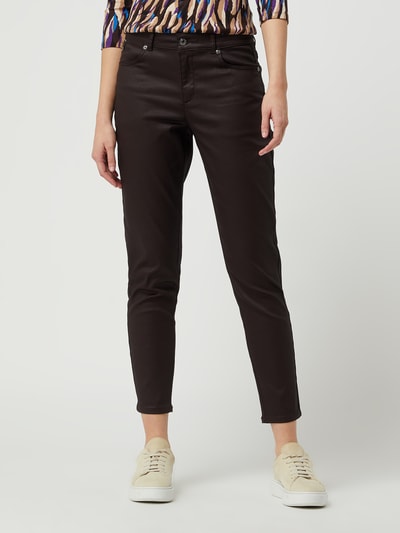 comma Slim Fit Cropped Hose in Leder-Optik  Dunkelbraun 4