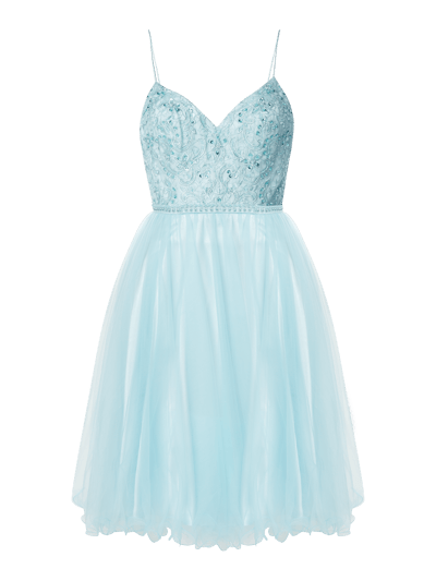 Luxuar Cocktailkleid aus Mesh mit Stickereien Mint 1